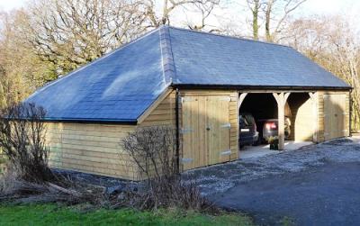 Pic 105. 6.0m x 6.0m 2 bay Carriage House with 3.0m x 6.0m attached Garage and 4.2m x 6.0m attached Cart Lodge with slate roof